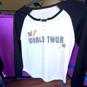 Butter- MEDIUM- Kids Long sleeve- White/Black World Tour baseball shirt style